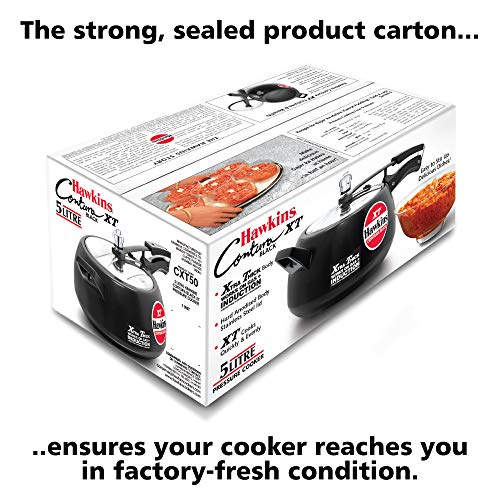 Hawkins CXT50 Contura Hard Anodized Induction Compatible Extra Thick Base Pressure Cooker, Black, 5L, 5 L - Thumbnail 4