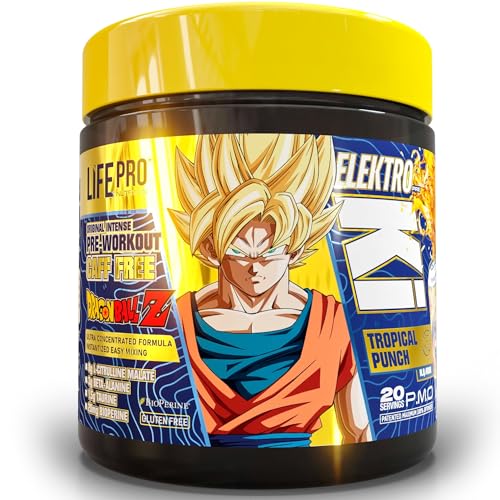 Life Pro Elektro Ki Dragon Ball Z Limited Edition 400 g Leistungsstarkes Vortraining inspiriert von Dragon Ball Z steigert Ihre Leistung und überschreitet Ihre Grenzen (ohne Koffein tropischer