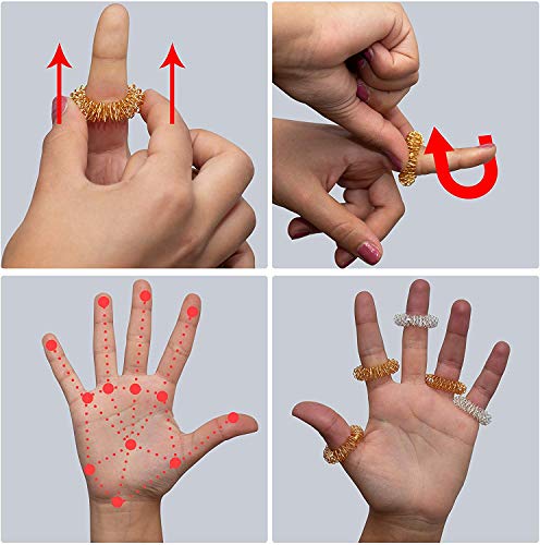 Massage Ring,20 Stücke Finger Massage Ring,Finger Massage Ring Set,Finger-Ringe für Fingermassage,für Jugendliche, Erwachsene, Stress Reduzierer und Massager(10 Gold + 10 Silber) - Image 4