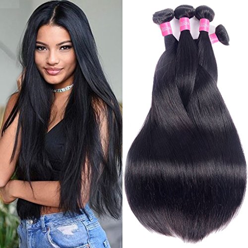10A Brazilian Virgin Hair Straight Remy Human Hair Weave 4 Bundles 18 20 22 24inch 100% Unprocessed Brazilian Straight Hair Bundles Natural Black Color Straight Hair Extensions