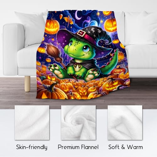 Halloween Throw Blanket, Dinosaur Blanket Gifts for Boys Girls, Warm Flannel Throw for Couch, 40"x50"
