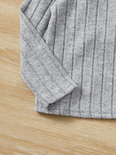 Floerns Girl's 3 Pcs Long Sleeve Solid Turtleneck Ribbed Knit Tee Shirt Hot Pink 3-4Y3