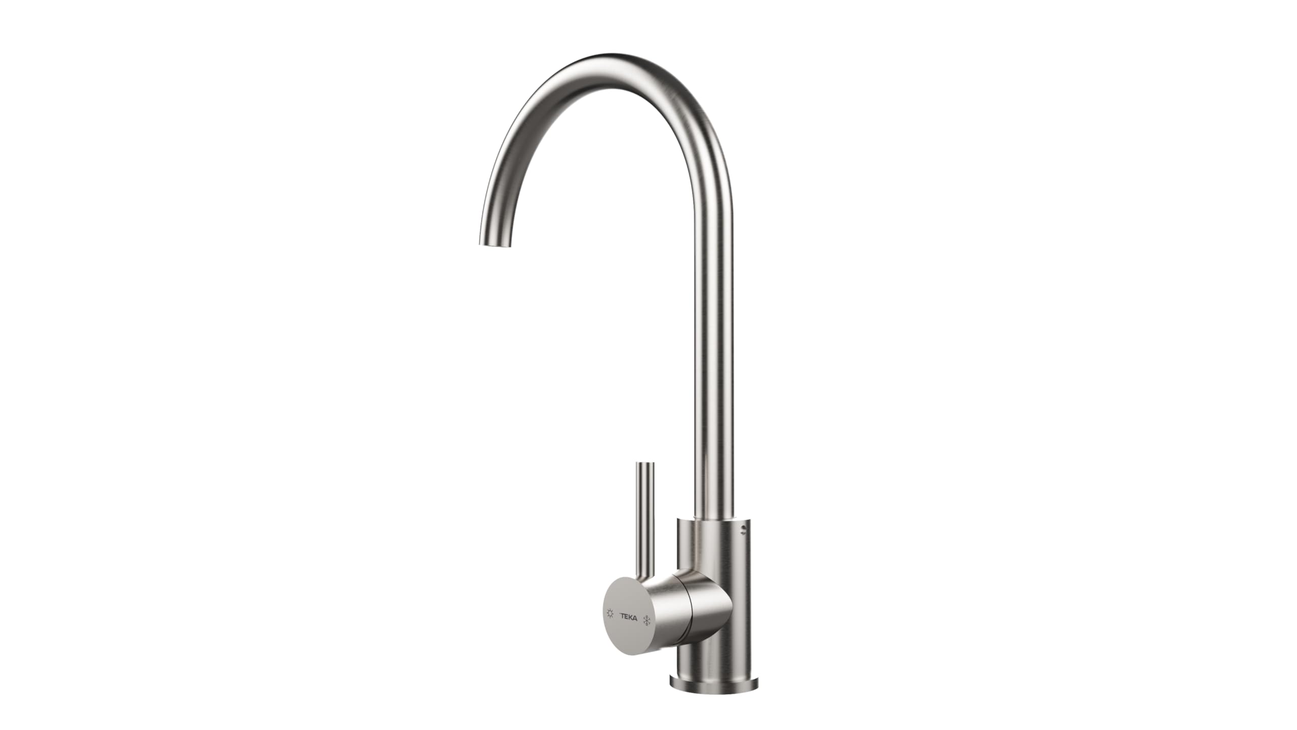 TEKA Grifo Cocina Monomando, Caño Alto Giratorio 360º, Aireador Eco Anticalcáreo Limitador de caudal 5 l/min, Acero Inoxidable AISI 304, Easy Fix, Modelo UNI 9310