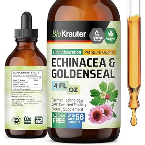 BIO KRAUTER Echinacea and Goldenseal Root Liquid Extract - Natural Immune Support - Echinacea Drops with Goldenseal - Vegan, Alcohol & Sugar Free Tincture - 4 Fl.Oz. Cover