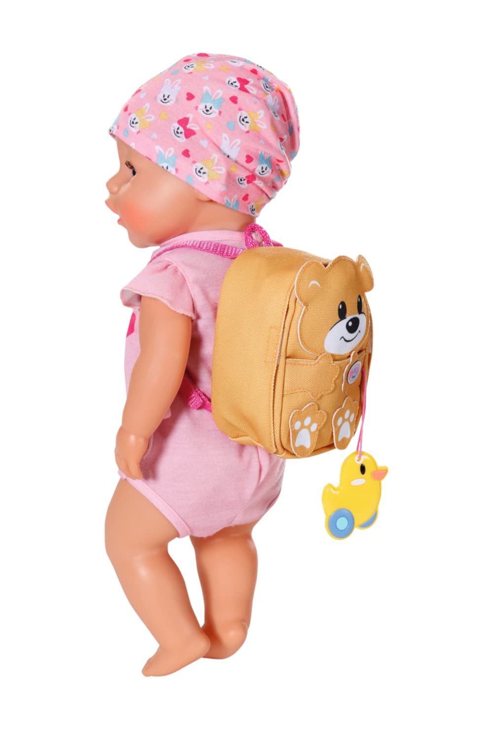 BABY born Kindergarten Ensemble Sac-à-Dos 834961 - Accessoires pour poupées Comprend 1 Sac-à-Dos en Forme d'ours avec Une étiquette Canard, 1 boîte-Repas & 1 biberon - Dès 3 Ans