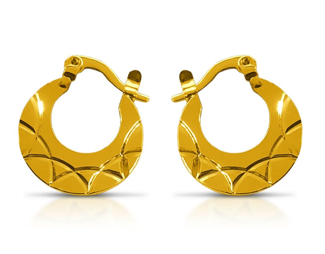 Adhvik (1 Pair) Golden Color Trending Premium Round Shaped Clip On Metal Punk Barbell Press Screw Pierced Nattiyan Earring Linning Design Hip Hop Stud Chand Bali/Hoop For Mens & Boys (B0CZTNXPQQ) Amazon Price History, Amazon Price Tracker