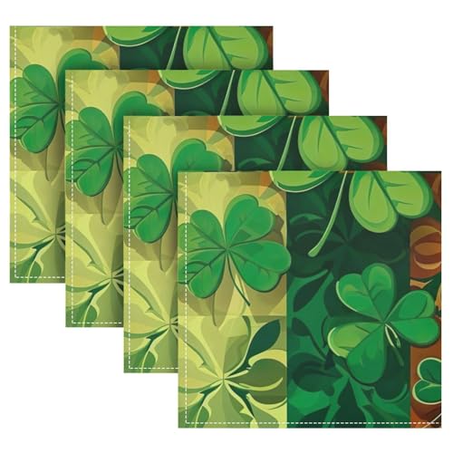 Servilletas de Tela YETTASBIN St. Patrick's Day Clover Set x4 miniatura 1