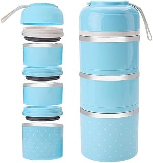 Lunch Box Bento Boîte-Repas Isolée en Acier Inoxydable Bento Porte-Aliments 3 Couches pour Contenir un Repas Complet Fromage Dessert(Blue)