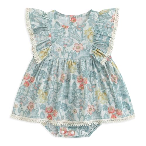 Image of Simplee kids Baby Infant Girls Cotton Short Ruffle Sleeve Summer Romper Outfits 3-24 Months