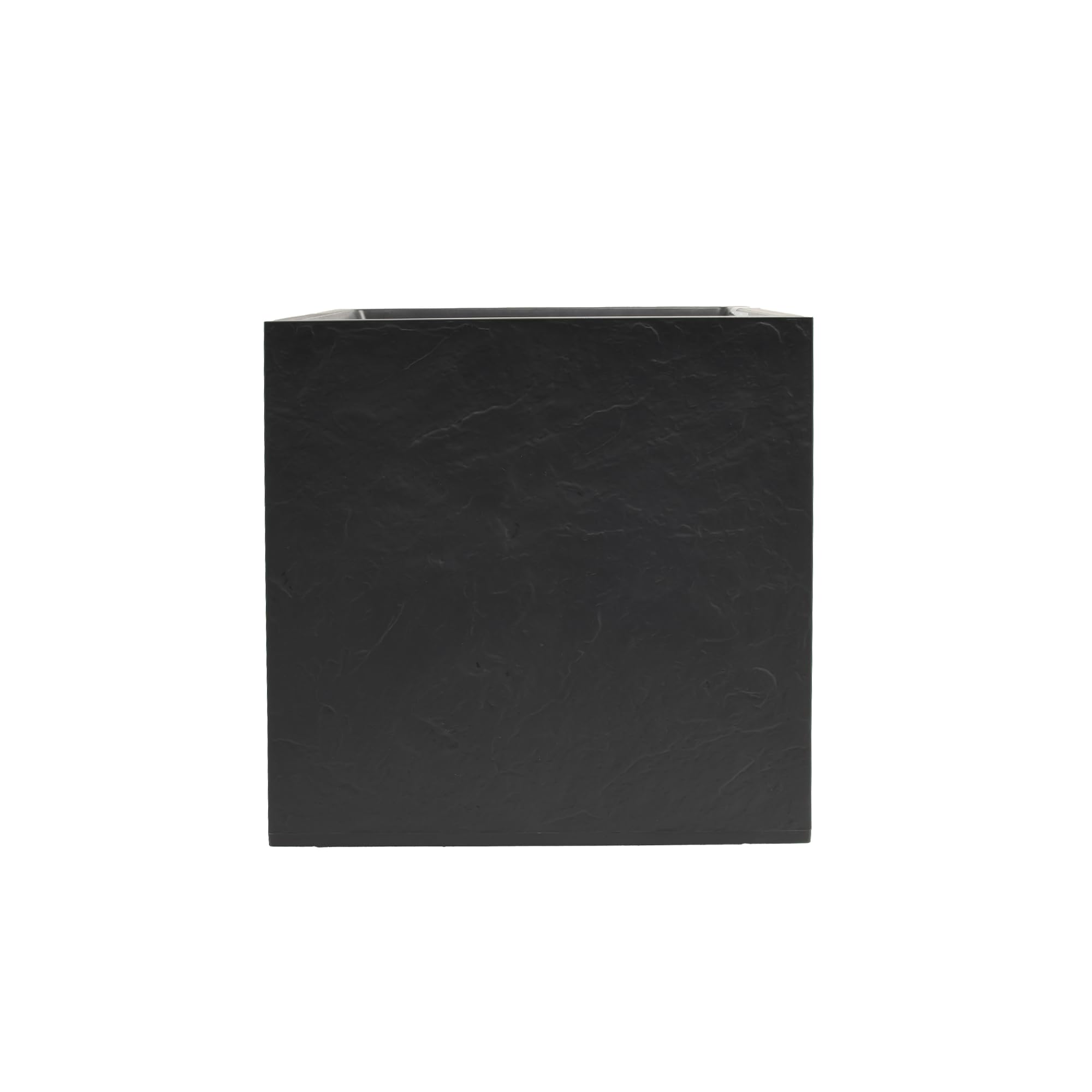 EDA – Maceta Cuadrada 50 cm Volcania 57 L – Decoración imitación Piedra – Doble Pared – Zona de retención de Agua – 49,5 x 49,5 x 49,5 cm – Gris Antracita