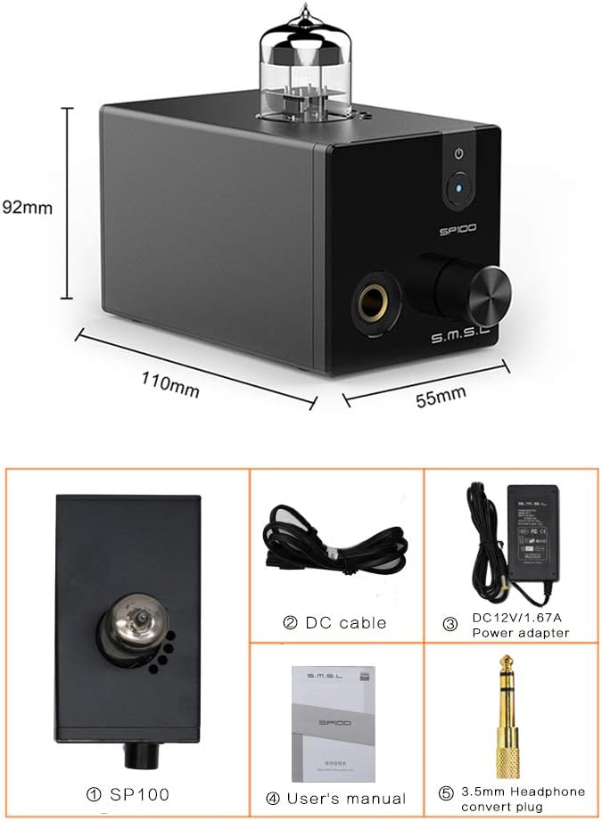 50% оƒƒ Dіѕсоunt Dilvpoetry SMSL SP100 Vacuum Tube Headphone Amplifier Replaceable 6N3 Buffer HiFi Stereo Audio Desktop Amp Preamplifier Preamp (Black)