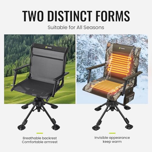 Image of TIDEWE Hunting Chair with Seat Cover, 360 Silent Swivel Seat, Heated
