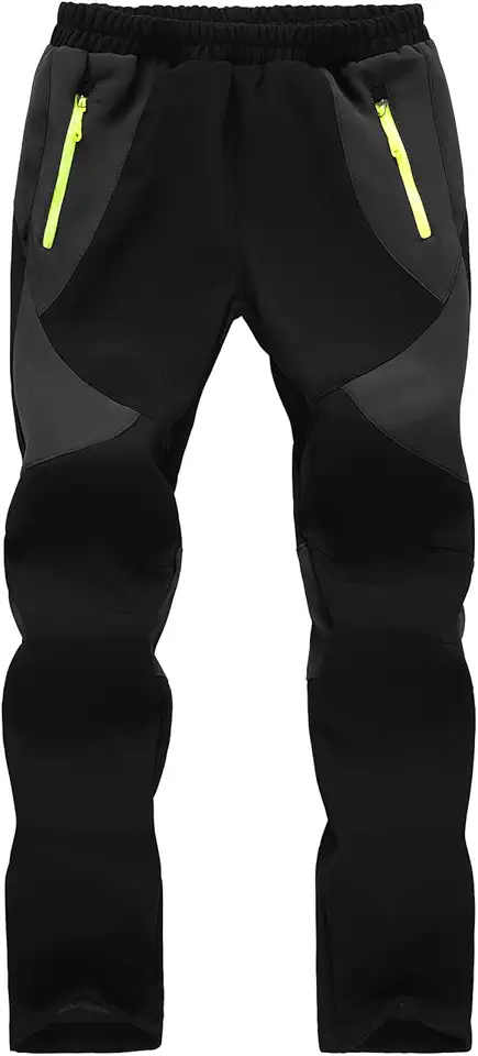 Calça infantil para meninos e meninas, para caminhadas, esqui na neve, impermeável, quente, elástica, forrada com lã e bolsos com zíper