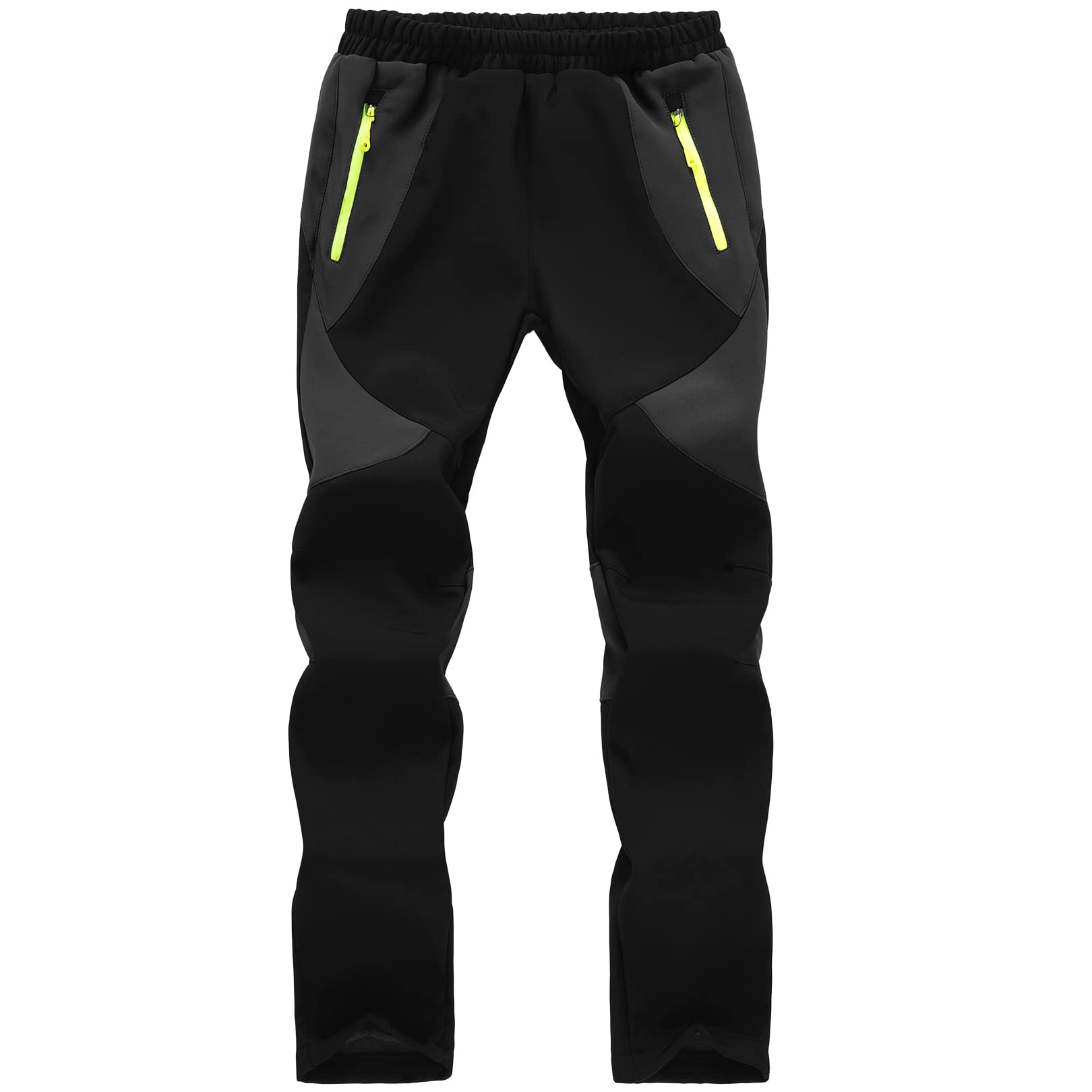 Pantaloni da sci per bambini, ragazzi e ragazze, impermeabili, invernali, caldi, elastici, foderati in pile, con tasche con cerniera