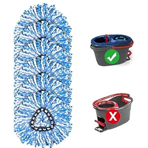 6 Pack Rinse Clean Spin Mop Replacement Refills Compatible with EasyWring RinseClean Dual System Microfiber Spin Mops for Floor Cleaning