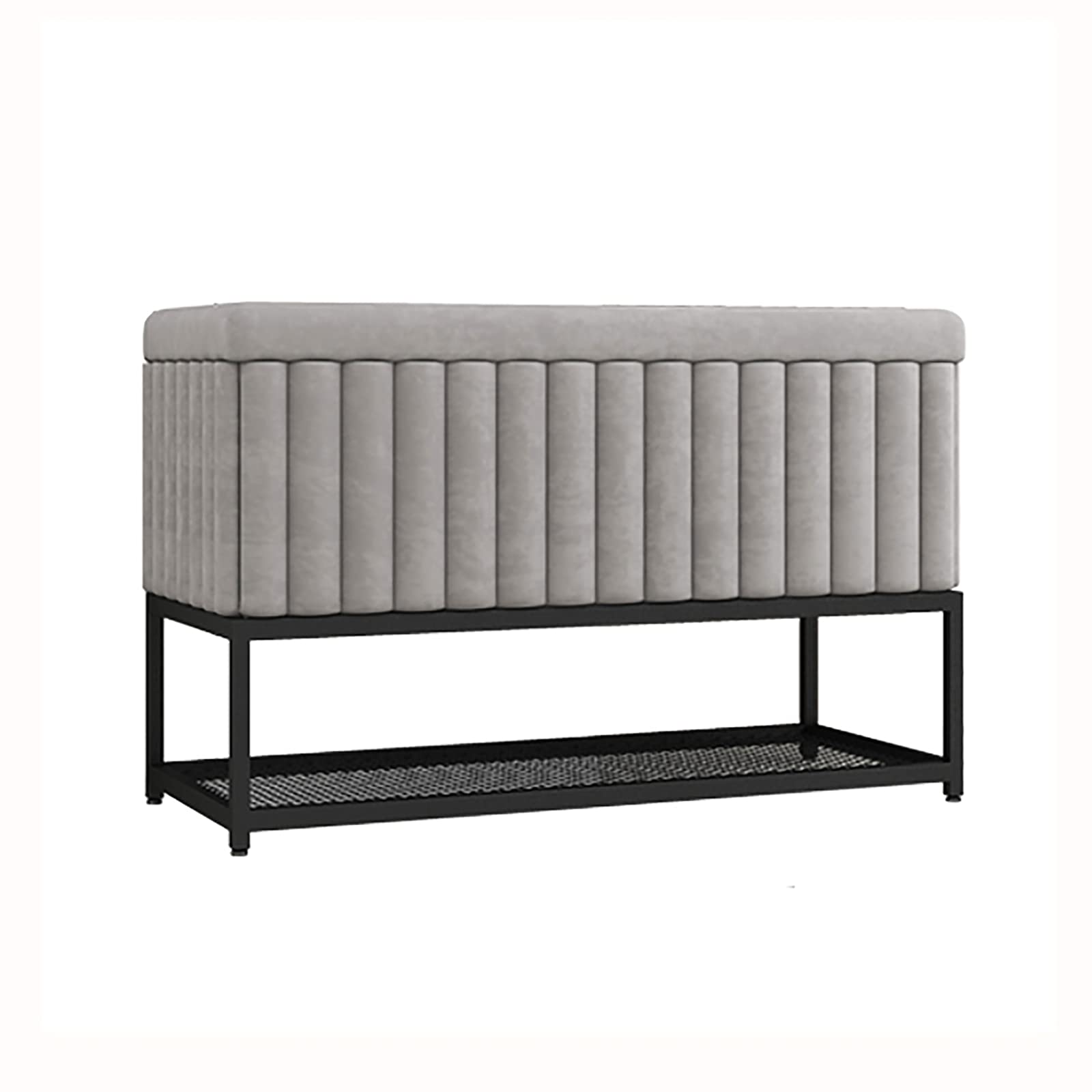 LWJSOCP Velvet Shoe Storage Bench with Metal Shelf Modern Entryway Organizer and Ottoman Seat
