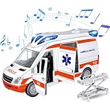 CNAFGBGG 1pc Ambulance Juguete con Luces y Sonidos simulación Ambulancia de Juguete de batería con 5 Puertas Abiertas Vehículo de Juguete de inercia para niños Antimitaciones de 3+ cumpleaños