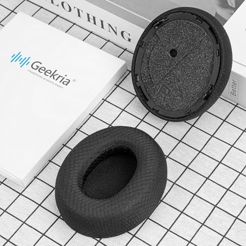 Geekria Comfort Mesh Fabric Replacement Ear Pads Compatible with Turtle Beach Stealth Pro Headphones, Ear Cushions (Black) - Image 4