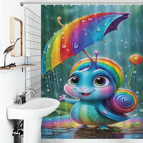 Rideau de douche escargots 140x183 cm lavable en machine avec 12 crochets - 6