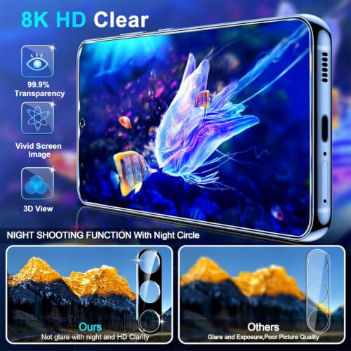 Image of firtstnow 3 Pack for Samsung Galaxy S26 FE Screen Protector Tempered Glass + 3 Pack Camera Lens Protector, Military Grade Shatterproof, 9H Hardness, Fingerprint Unlock, Case Friendly 6.7 Inch