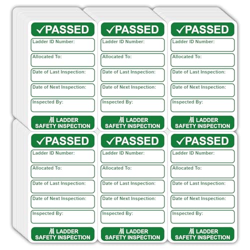 200 Pack Ladder Inspection Tags Green and White Ladder Inspection Stickers Self Adhesive Ladder Safety Inspection Labels 50mm x 80mm Ladders Tags for Ladders Industrial Maintenance