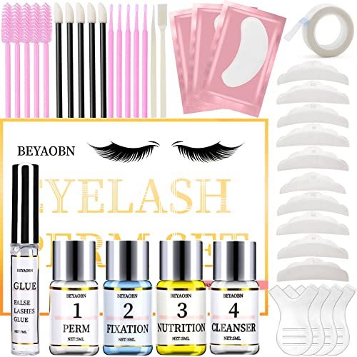 BEYAOBN Kit de Lifting des Cils, Eyelash Perm Kit,Rehaussement Cils Kit,Professionnel Semi-Permanent Curling,Perming Wave Kit d’extensions de Cils,Kit de Cils Perm Convient ​pour Fille, Longue Durée Cover