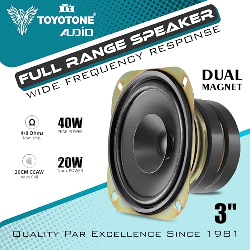 Image of 3 inch Inch Full-Range Speaker | Dual Cone | 20W Nominal | 40W Max | 4-Ohms | Copper Coil | 53mm Dual Magnet | High Sensitivity | Ideal for Home & Car Audio (4)