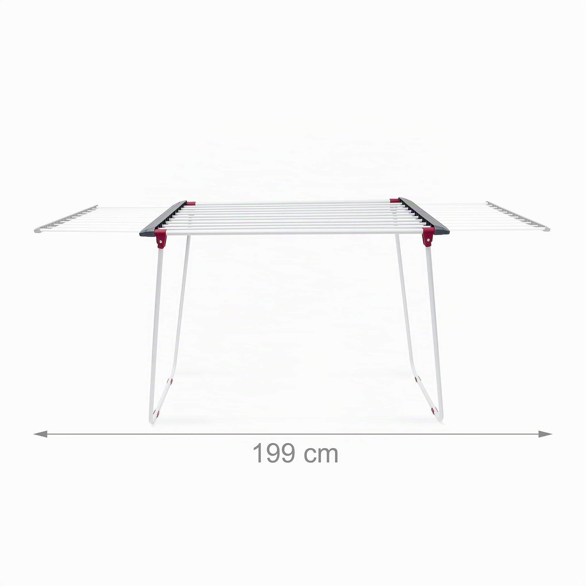 Relaxdays Tendedero Plegable, Soporte Secar Ropa Extensible de Pie, Hierro, 18m Largo de tendido, 91x63x199 cm, Blanco