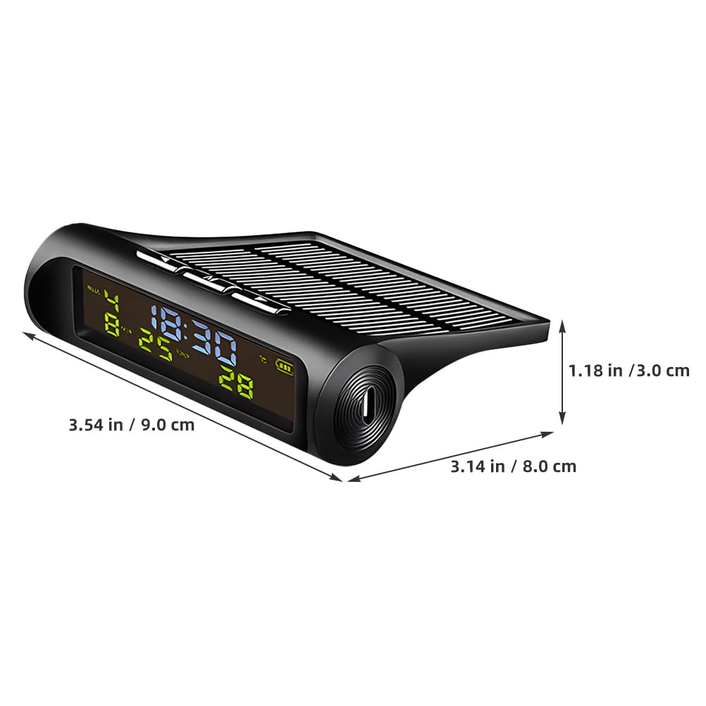 GLEAVI On-Board Timetable Thermometer Dashboard Digital Wall Clock Battery Wall Clocks for Living Room Mechanisms Battery Powered Bedside Automotive Car Black Abs