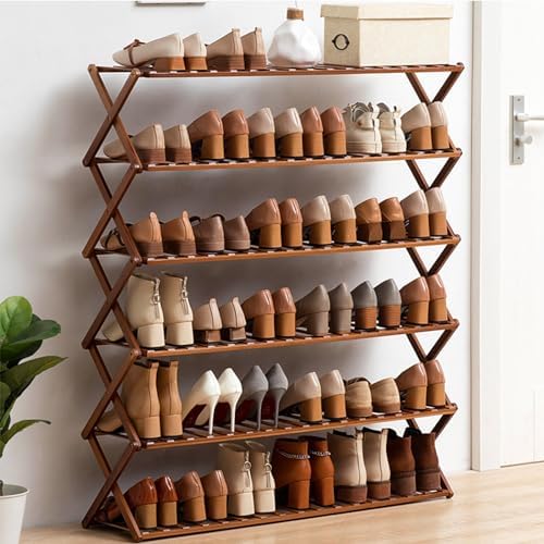 Foldable Multilayer Wooden Shoe Rack for Hallway & Bedroom SpaceSaving Shoe Organizer Easy Assembly（A,4Tier*70cm）