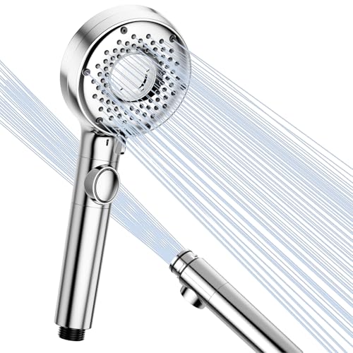 Luxear Pommeau de Douche Haute Pression avec Technologie Microbulles, Douchette Filtre Anti-Calcaire 5 Modes avec Bouton d'Arret, Pomme de Douche Anti Chlore...