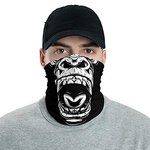 Screaming Gorilla Face Shield, Face Mask, Headband, Bandana, Wristband, and Neck Warmer
