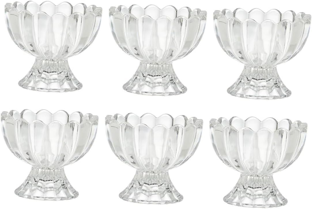 VALICLUD 6Pcs Transparent Ice Cream Cups Jelly and Pudding Holders for Home Cafes Restaurants and Parties Elegant Design for Desserts and Snacks