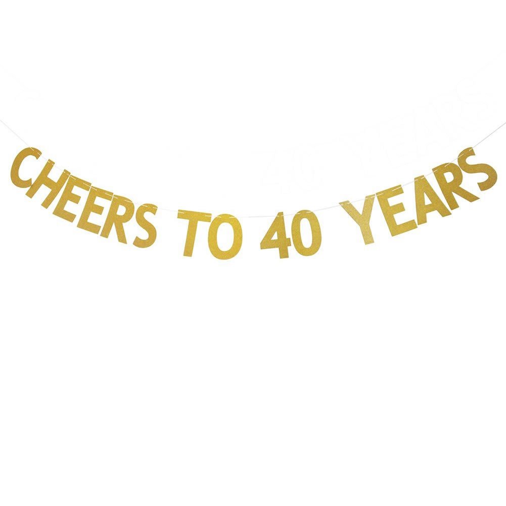 Veewon Gold Cheers To 40 Years Banner Glitter Letters Bunting Garlands 40Th Birthday Anniversary Party Photo Prop Decor