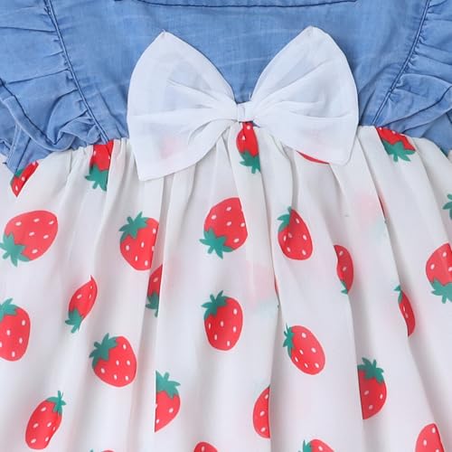 Image of Dresses for Kids Girls, Stylish Knee Length Once Piece Denim Frocks for Girls, Casual Dress for Summer & Special Occasion