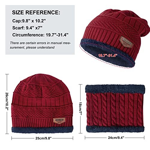 Image of Loritta Winter Hats for Men, 3 PCS Fleece Beanie Scarf Gloves Set