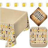 Beer Party Supplies and Beer Theme Decorations (Mug Garland, Paper Dessert Plates, Beverage Napkins, and Plastic Tablecover)