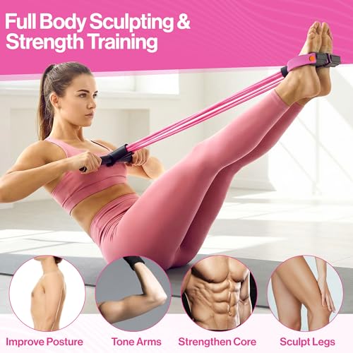 Pedal Resistance Band with Handle, 6 Tube Multifunction Foot Pedal Resistance Band, Arm & Waist Training Tummy Trimmer Ab Workout Equipment for Home Gym Men Women - Image 5