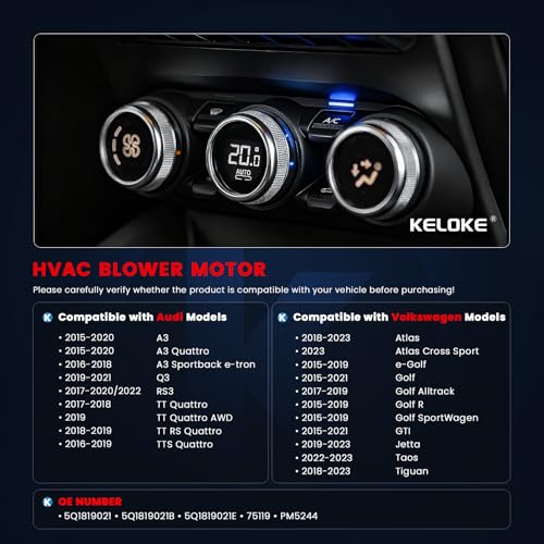 Image of KELOKE HVAC Heater Blower Motor Fan Fit for Audi & Volkswagen Vehicles