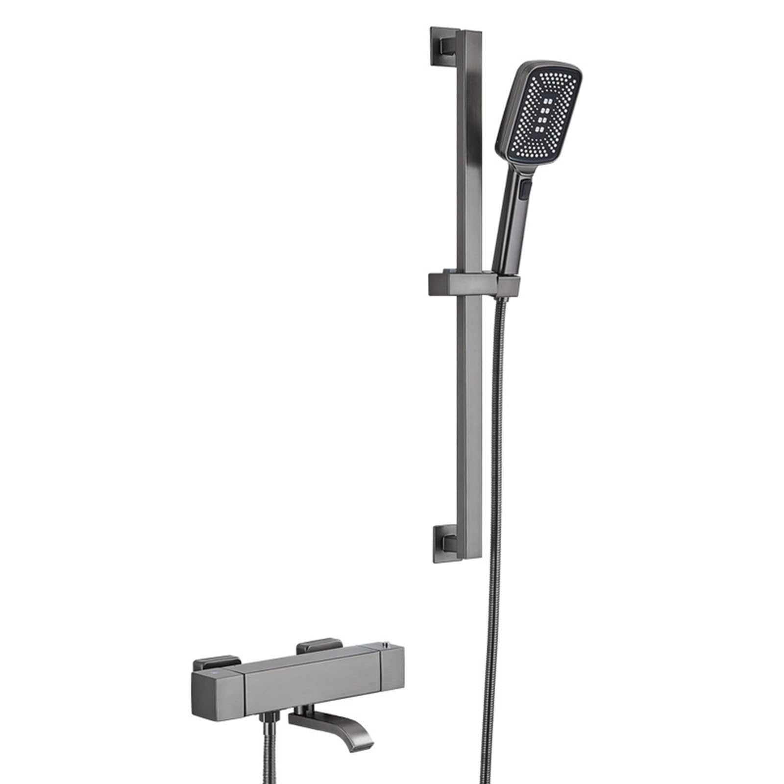 SWENEEN Thermostatic Shower System With 3 Mode Handheld Spray Tub Spout And Wall Mounted Faucet Slide Bar Shower Combo Set,Gun Gray