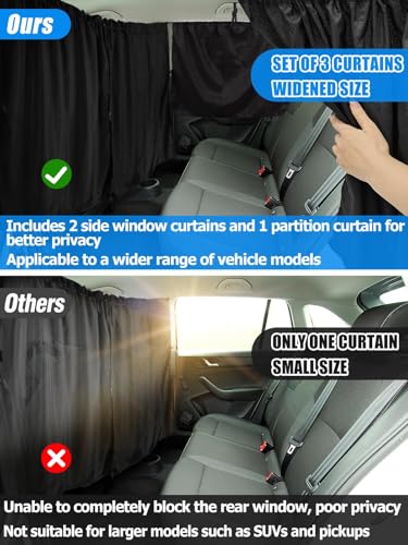 Image of STHIRA 2pcs Car Curtain Backseat Divider, Privacy, UV Sun Protection