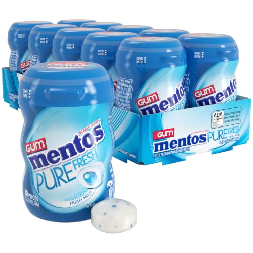 Image of Mentos Pure Fresh Sugar Free Gum, Fresh Mint, 10 Pieces (Pack of 10)