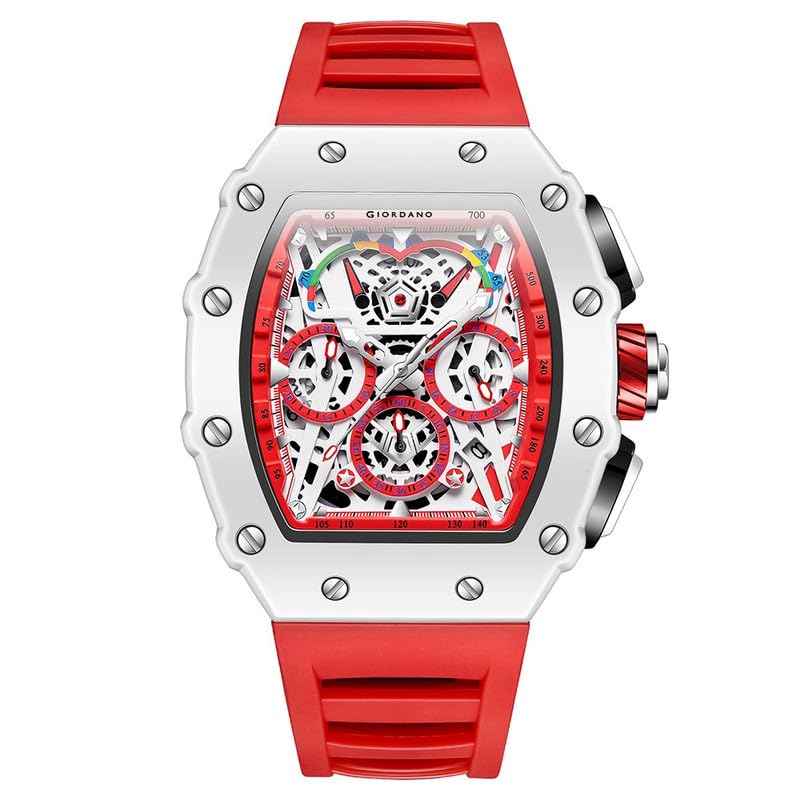 Image of Giordano Multifunction Watch for Men with Day, Date, and 24-Hour Sub-Dial, Water Resistant Square Dial Unique Design