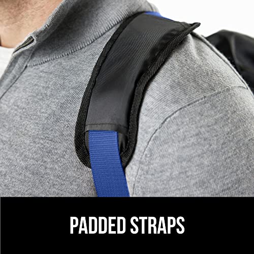Image of GORILLA GRIP Car Seat Travel Bag for Airplane Gate Check, Easy Carry Padded Backpack Bags Cover Carseats, Infant Baby Carriers and Toddler Booster Seats for Airport, Child Air Travels Essential, Blue