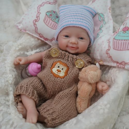 Muñeco bebé reborn mini 7 pulgadas silicona miniatura 5