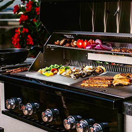 Bonfire Stainless Steel Universal Griddle With Even Heating For Charcoal/Gas Grills, Heavy Duty Easy Clean Flat Top Cooking Plate Griddles Pan For Outdoor Kitchen Bbq Grills (18.9" X 12.9" X 0.78") #TOP4