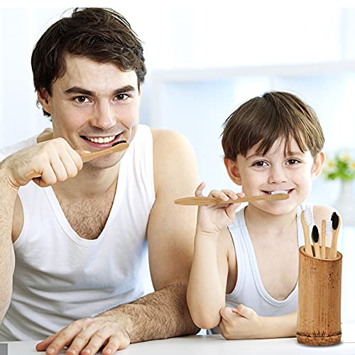 Miresico Bamboo Toothbrushes (10 Piece), Bpa Free Medium Bristles Toothbrush, Eco-Friendly, Natural, Green Tooth Brushes, Biodegradable, Compostable & Organic Charcoal Wooden Tooth Brush #TOP1