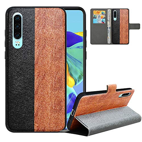 LFDZ Compatible with Huawei P30 Case, PU Leather Huawei P30 Wallet Case with [RFID Blocking], 2 in 1 Magnetic Detachable Flip Slim Cover Case for Huawei P30,Black/Brown