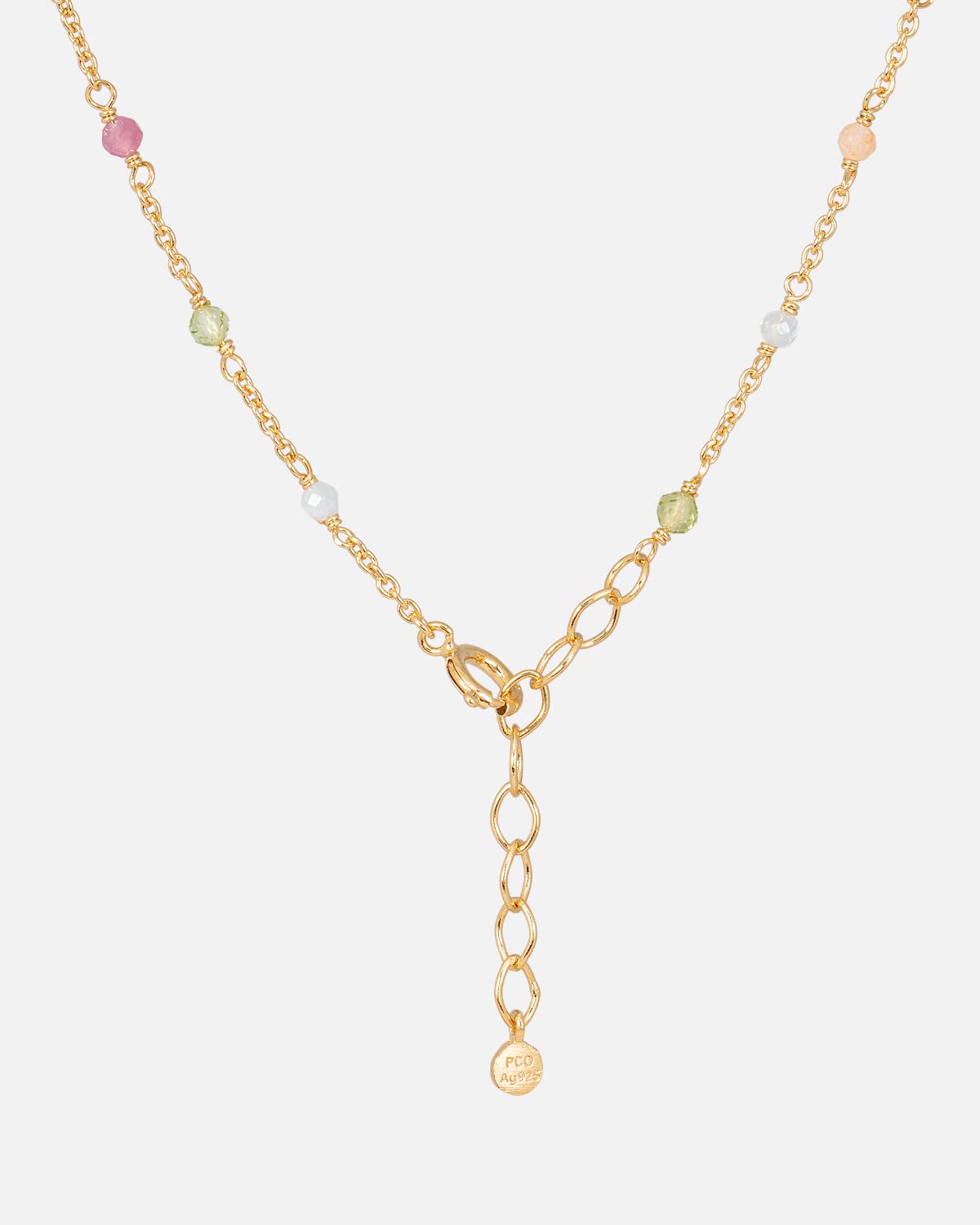 Pernille Corydon Rainbow Bracelet Gold - Gliederarmband Damen mit farbigen Steinen aus Sterling Silber 925 Vergoldet - Länge verstellbar 16-19 cm - b-854-gp