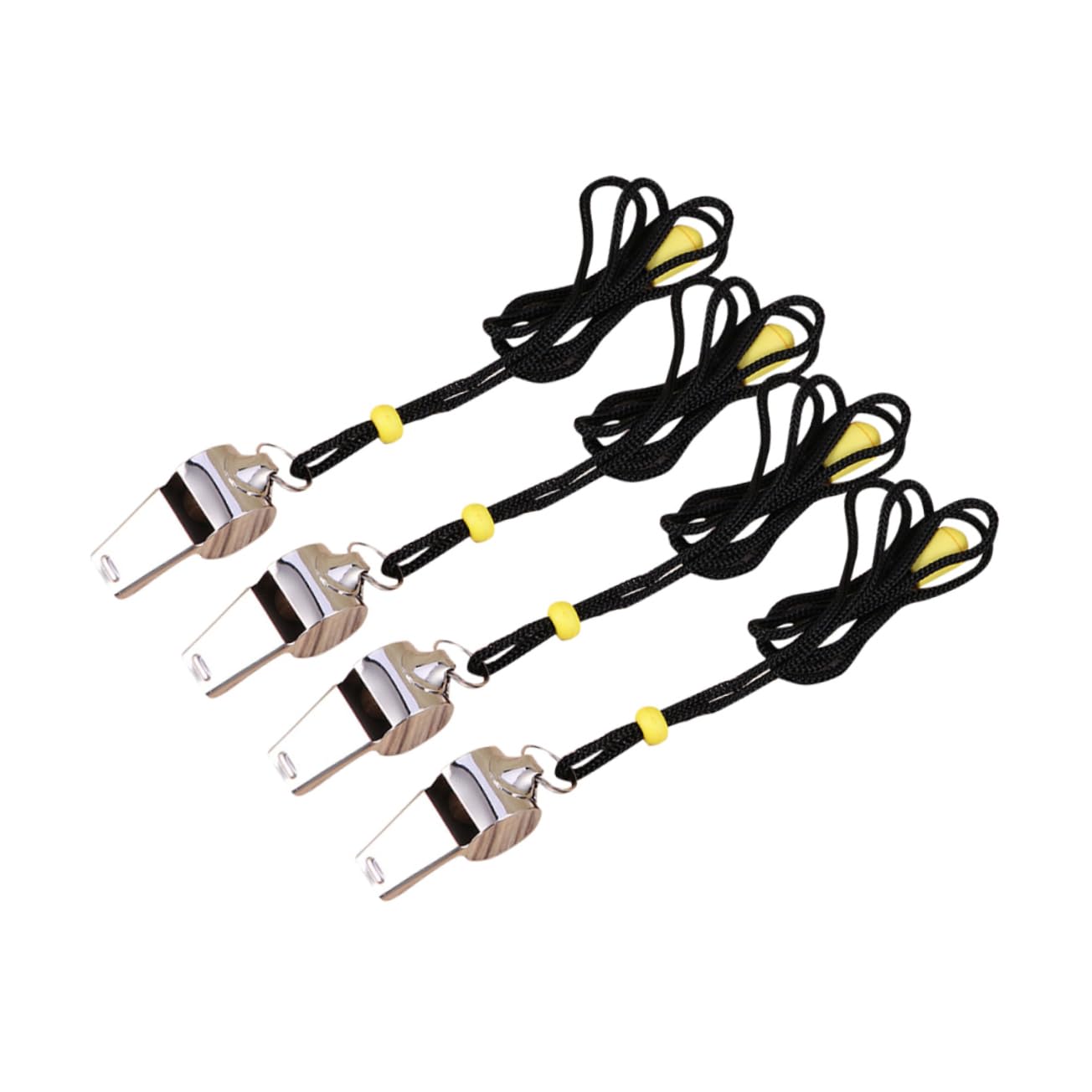 Totority 4Pcs Stainless Steel Referee Whistles with Lanyard Loud Metal Whistles for Sports Officials and Emergency Situations Durable and Easy to Carry